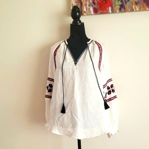 H&M White Peasant Blouse NWT